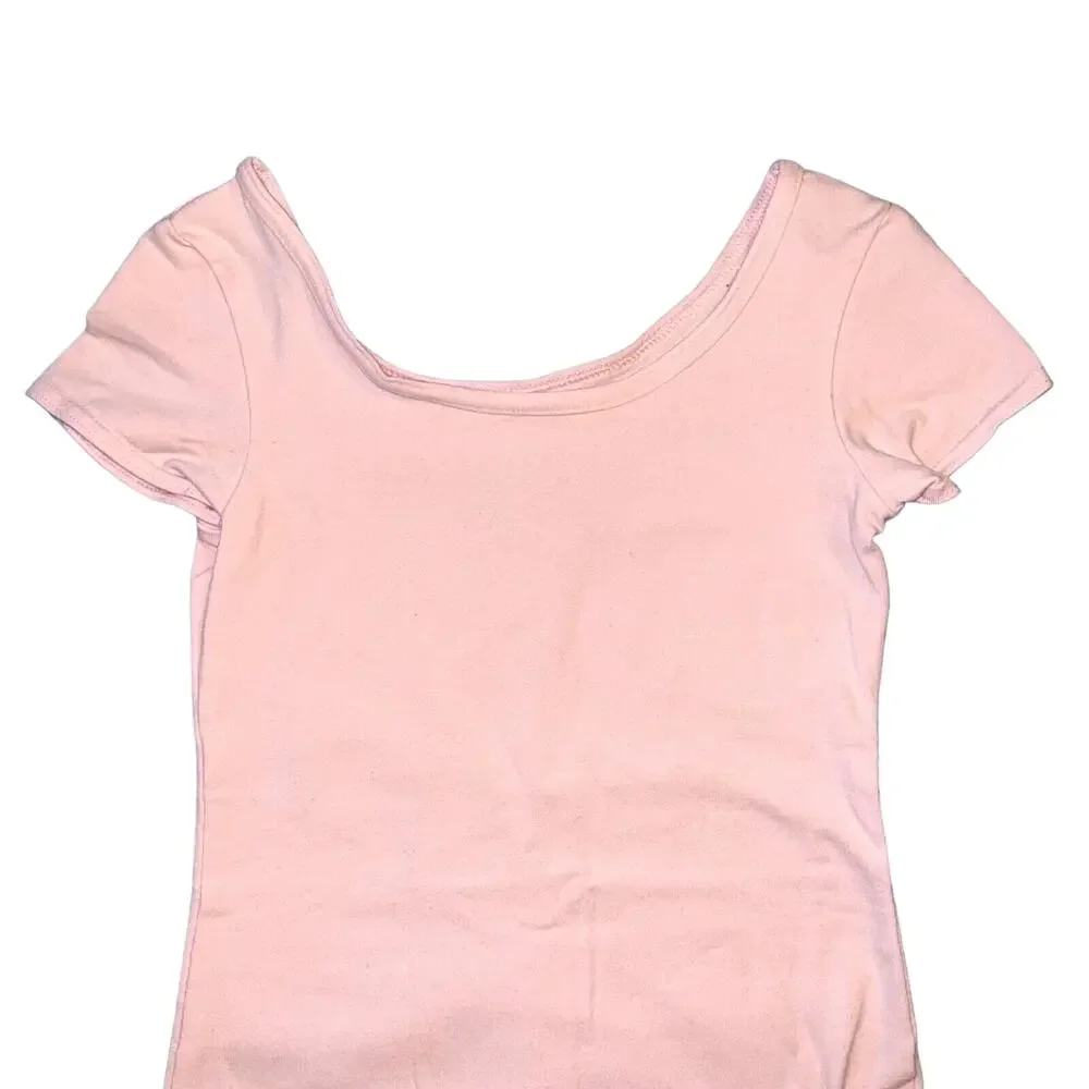 Danskin Now Girls Dance Leotard Blush Pink Short Cap Sleeves Large 10 12